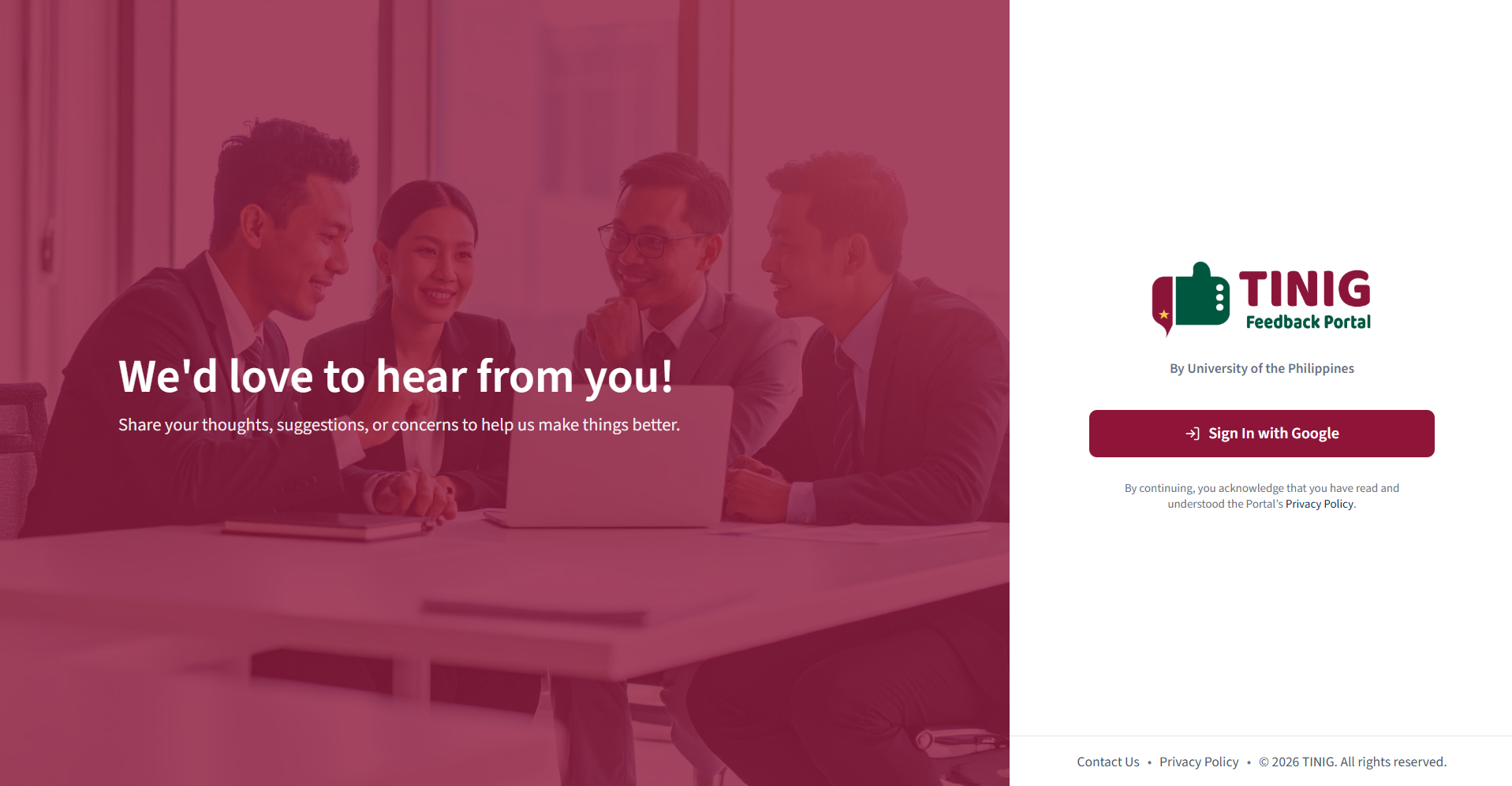 Tinig Feedback Portal